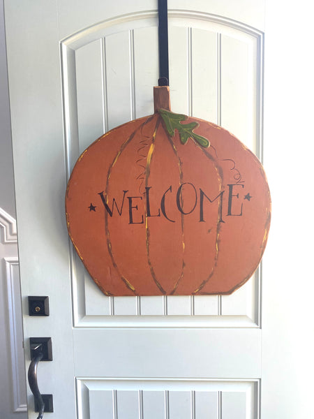 Vintage Fall Pumpkin hanging sign